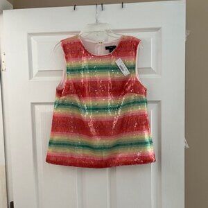 J Crew Sequin Striped Tank Size XS